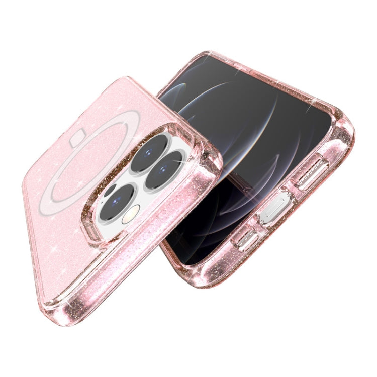 For iPhone 13 Pro Terminator Style Glitter Powder MagSafe Magnetic Phone Case (Pink) - iPhone 13 Pro Cases by buy2fix | Online Shopping UK | buy2fix