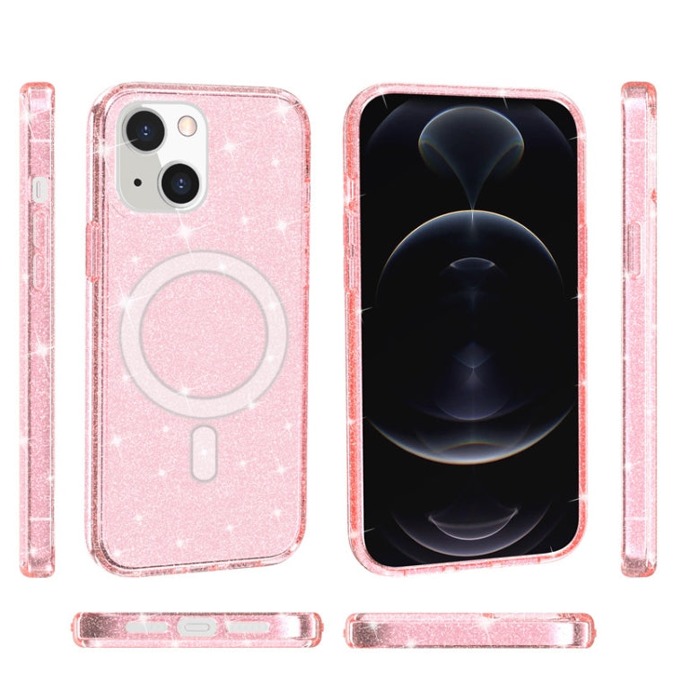 For iPhone 13 Terminator Style Glitter Powder MagSafe Magnetic Phone Case(Pink) - iPhone 13 Cases by buy2fix | Online Shopping UK | buy2fix