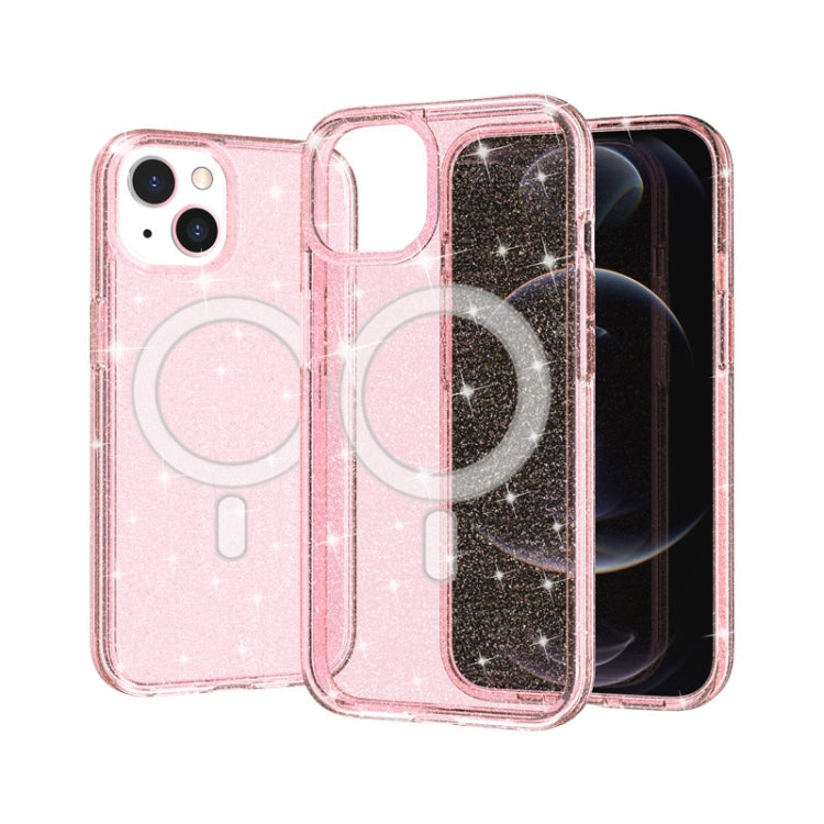 For iPhone 13 Terminator Style Glitter Powder MagSafe Magnetic Phone Case(Pink) - iPhone 13 Cases by buy2fix | Online Shopping UK | buy2fix