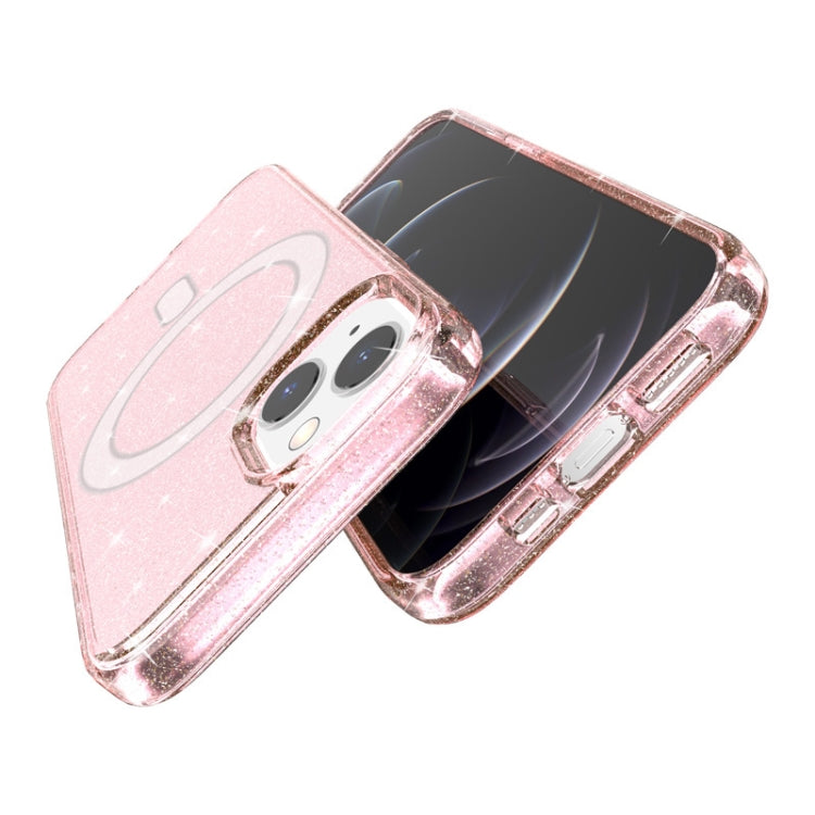 For iPhone 13 Terminator Style Glitter Powder MagSafe Magnetic Phone Case(Pink) - iPhone 13 Cases by buy2fix | Online Shopping UK | buy2fix
