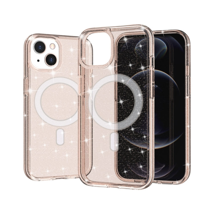 For iPhone 13 Terminator Style Glitter Powder MagSafe Magnetic Phone Case(Gold) - iPhone 13 Cases by buy2fix | Online Shopping UK | buy2fix