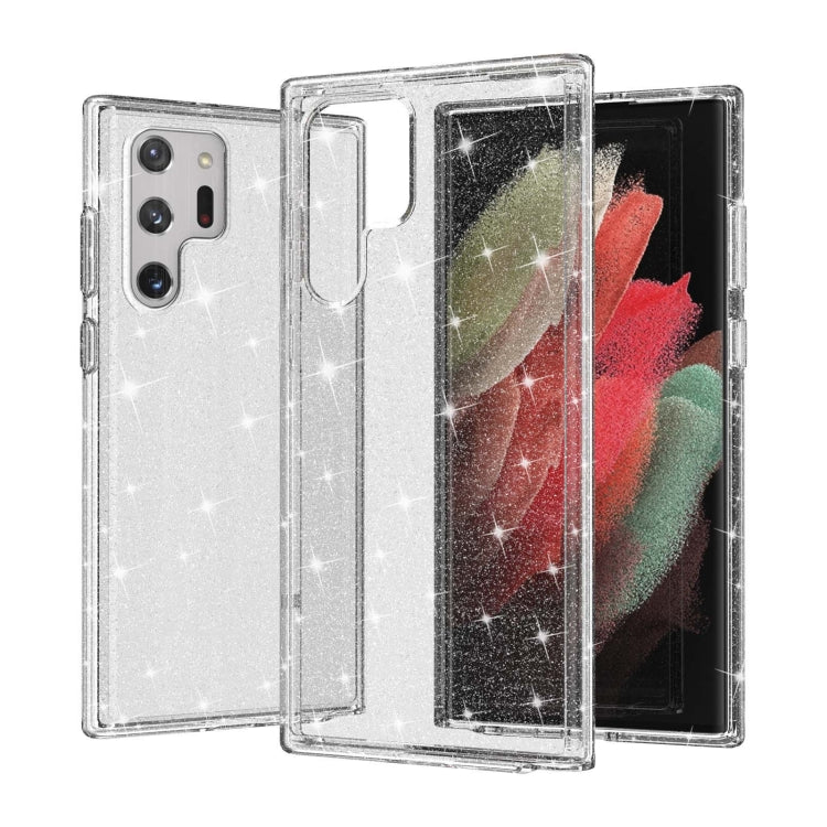 For Samsung Galaxy S22 Ultra 5G Shockproof Terminator Style Glitter Powder Protective Phone Case(White) - Galaxy S22 Ultra 5G Cases by buy2fix | Online Shopping UK | buy2fix