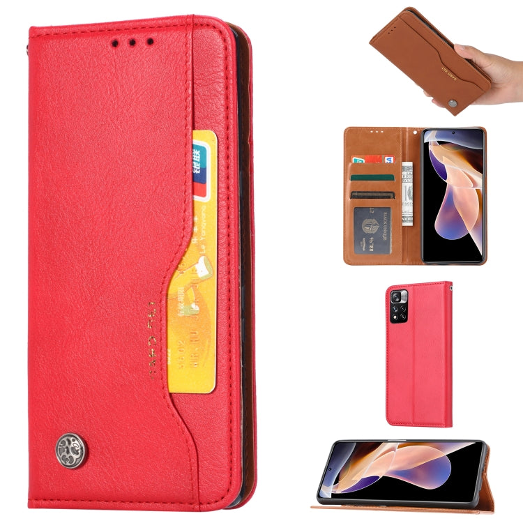 For Xiaomi Redmi Note 11 5G Domestic Version / Poco M4 Pro Knead Skin Texture Leather Phone Case(Red) - Xiaomi Cases by buy2fix | Online Shopping UK | buy2fix