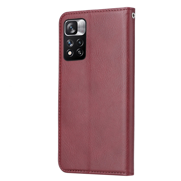 For Xiaomi Redmi Note 11 5G Domestic Version / Poco M4 Pro Knead Skin Texture Leather Phone Case(Wine Red) - Xiaomi Cases by buy2fix | Online Shopping UK | buy2fix