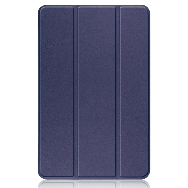 For Nokia T20 Three-folding Holder Custer Texture Leather Tablet Case(Dark Blue) - Nokia by buy2fix | Online Shopping UK | buy2fix