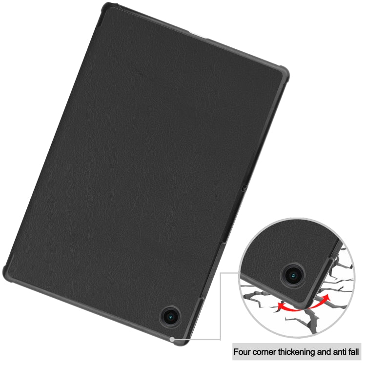 For Samsung Galaxy Tab A8 2021 Three-folding Holder Custer Texture Leather Tablet Case(Black) - Other Galaxy Tab PC by buy2fix | Online Shopping UK | buy2fix