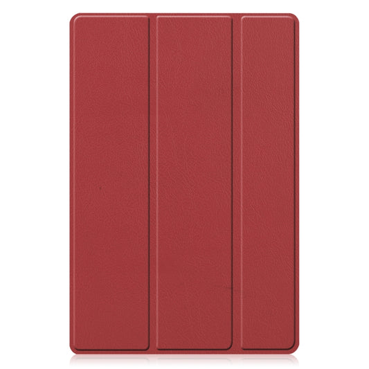 For Samsung Galaxy Tab A8 2021 Three-folding Holder Custer Texture Leather Tablet Case(Wine Red) by buy2fix