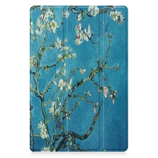 For Samsung Galaxy Tab A8 2021 Painted Leather Tablet Case with 3-Fold Holder(Apricot Blossom) by buy2fix
