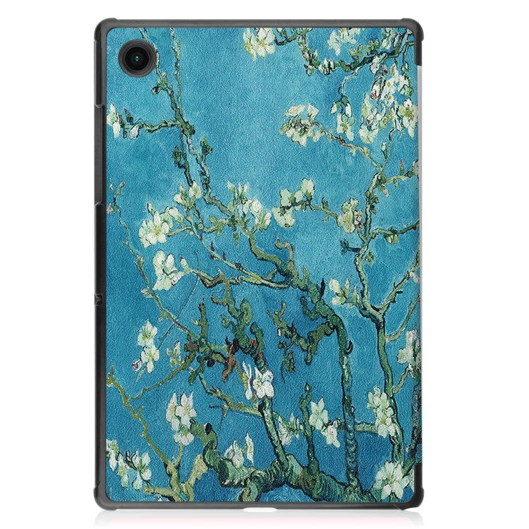 For Samsung Galaxy Tab A8 2021 Painted Leather Tablet Case with 3-Fold Holder(Apricot Blossom) - Other Galaxy Tab PC by buy2fix | Online Shopping UK | buy2fix
