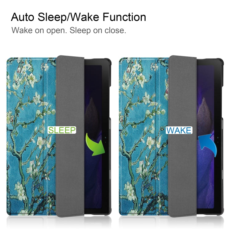 For Samsung Galaxy Tab A8 2021 Painted Leather Tablet Case with 3-Fold Holder(Apricot Blossom) - Other Galaxy Tab PC by buy2fix | Online Shopping UK | buy2fix