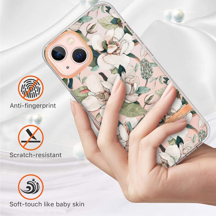 For iPhone 13 mini Flowers and Plants Series IMD TPU Phone Case (Green Gardenia) - iPhone 13 mini Cases by buy2fix | Online Shopping UK | buy2fix