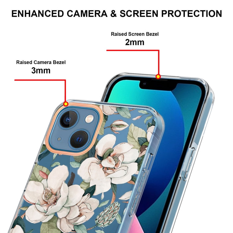 For iPhone 13 mini Flowers and Plants Series IMD TPU Phone Case (Green Gardenia) - iPhone 13 mini Cases by buy2fix | Online Shopping UK | buy2fix