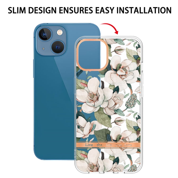 For iPhone 13 mini Flowers and Plants Series IMD TPU Phone Case (Green Gardenia) - iPhone 13 mini Cases by buy2fix | Online Shopping UK | buy2fix