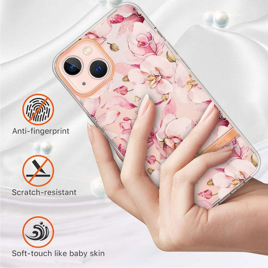 For iPhone 13 mini Flowers and Plants Series IMD TPU Phone Case (Pink Gardenia) by buy2fix