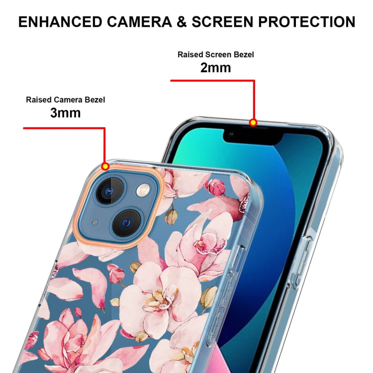 For iPhone 13 mini Flowers and Plants Series IMD TPU Phone Case (Pink Gardenia) - iPhone 13 mini Cases by buy2fix | Online Shopping UK | buy2fix