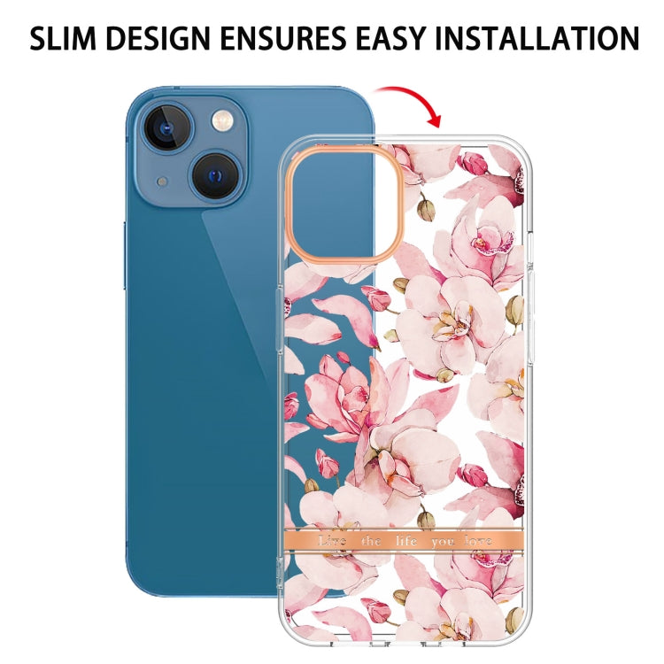 For iPhone 13 mini Flowers and Plants Series IMD TPU Phone Case (Pink Gardenia) - iPhone 13 mini Cases by buy2fix | Online Shopping UK | buy2fix