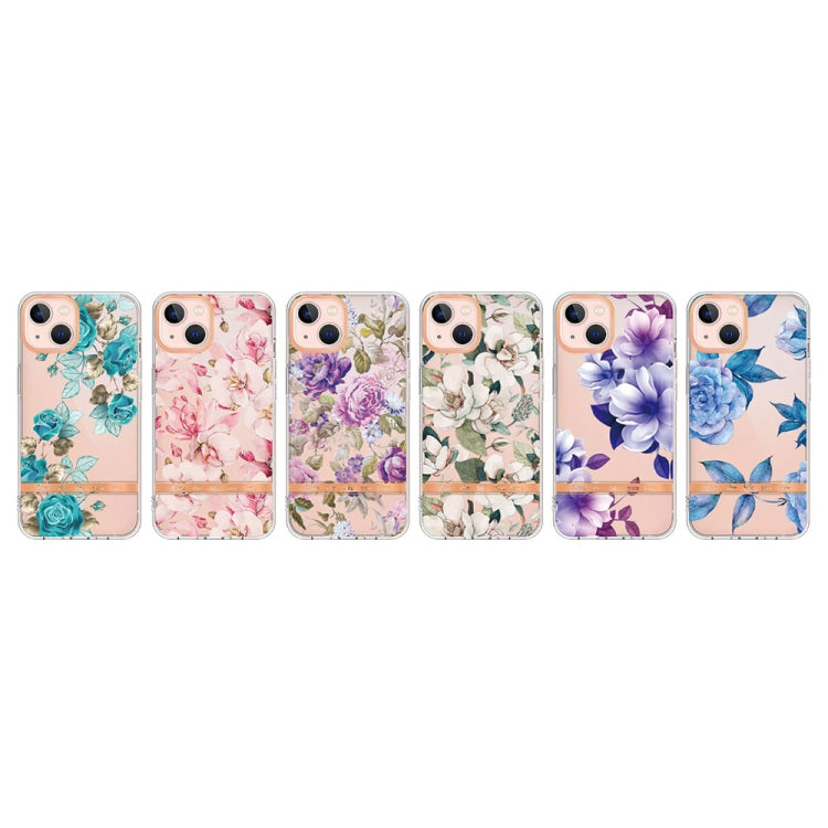 For iPhone 13 mini Flowers and Plants Series IMD TPU Phone Case (Purple Peony) - iPhone 13 mini Cases by buy2fix | Online Shopping UK | buy2fix