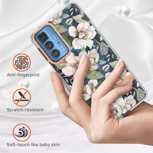 Flowers and Plants Series IMD TPU Phone Case For Motorola Edge 20 Pro(Green Gardenia) by buy2fix