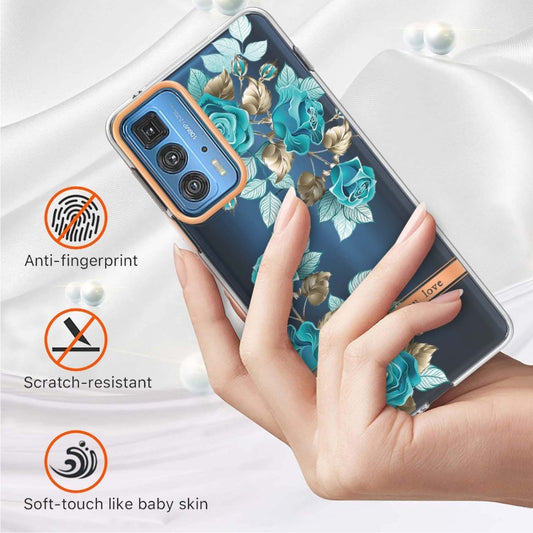 Flowers and Plants Series IMD TPU Phone Case For Motorola Edge 20 Pro(Blue Rose) by buy2fix