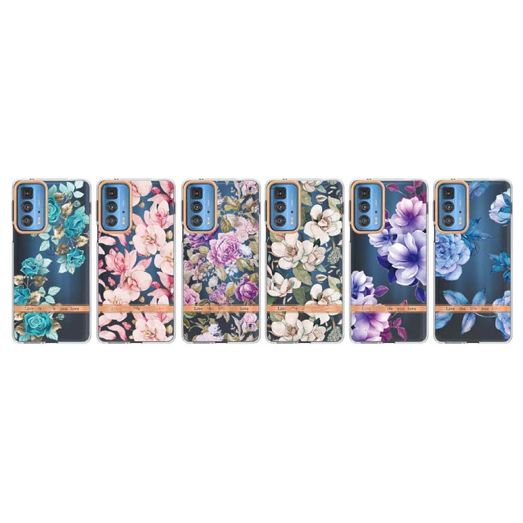 Flowers and Plants Series IMD TPU Phone Case For Motorola Edge 20 Pro(Pink Gardenia) by buy2fix