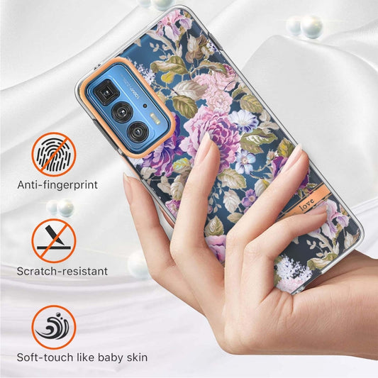Flowers and Plants Series IMD TPU Phone Case For Motorola Edge 20 Pro(Purple Peony) by buy2fix