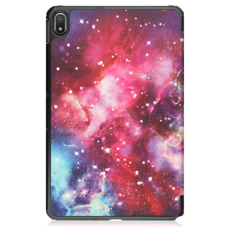 For Nokia T20 Painted Leather Tablet Case with 3-Fold Holder(Milky Way) - Nokia by buy2fix | Online Shopping UK | buy2fix