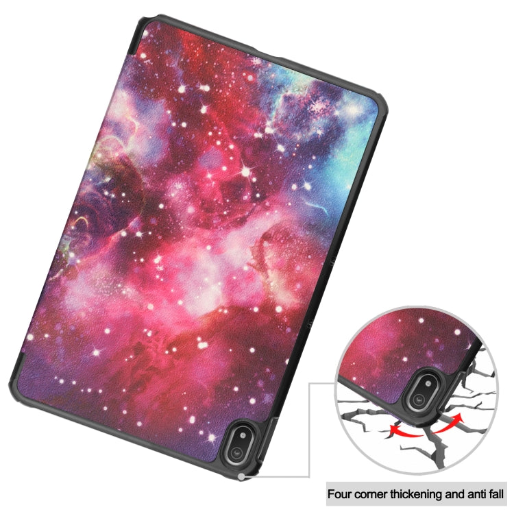 For Nokia T20 Painted Leather Tablet Case with 3-Fold Holder(Milky Way) - Nokia by buy2fix | Online Shopping UK | buy2fix