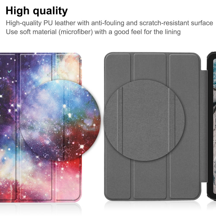 For Nokia T20 Painted Leather Tablet Case with 3-Fold Holder(Milky Way) - Nokia by buy2fix | Online Shopping UK | buy2fix