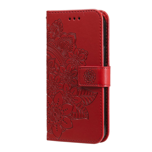 For Motorola Moto E20 / E30 / E40 7-petal Flowers Embossing Pattern Horizontal Flip CasePhone Case(Red) by buy2fix