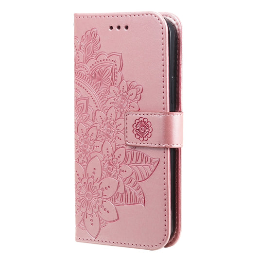 For Motorola Moto E20 / E30 / E40 7-petal Flowers Embossing Pattern Horizontal Flip CasePhone Case(Rose Gold) by buy2fix