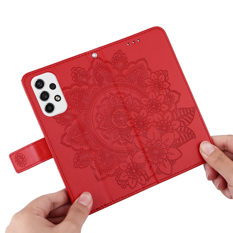 For Samsung Galaxy A53 5G 7-petal Flowers Embossing Pattern Horizontal Flip CasePhone Case(Red) by buy2fix