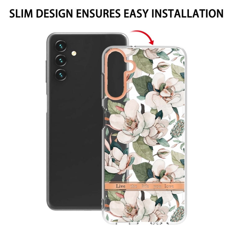 For Samsung Galaxy A13 Flowers and Plants Series IMD TPU Phone Case(Green Gardenia) by buy2fix