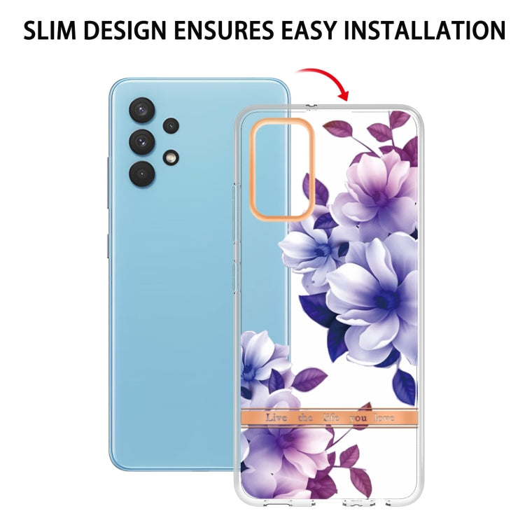 For Samsung Galaxy A32 4G Flowers and Plants Series IMD TPU Phone Case(Purple Begonia) by buy2fix