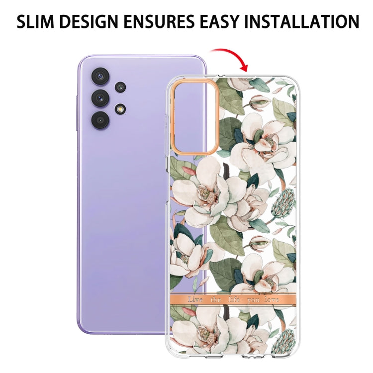 For Samsung Galaxy A32 5G Flowers and Plants Series IMD TPU Phone Case(Green Gardenia) by buy2fix