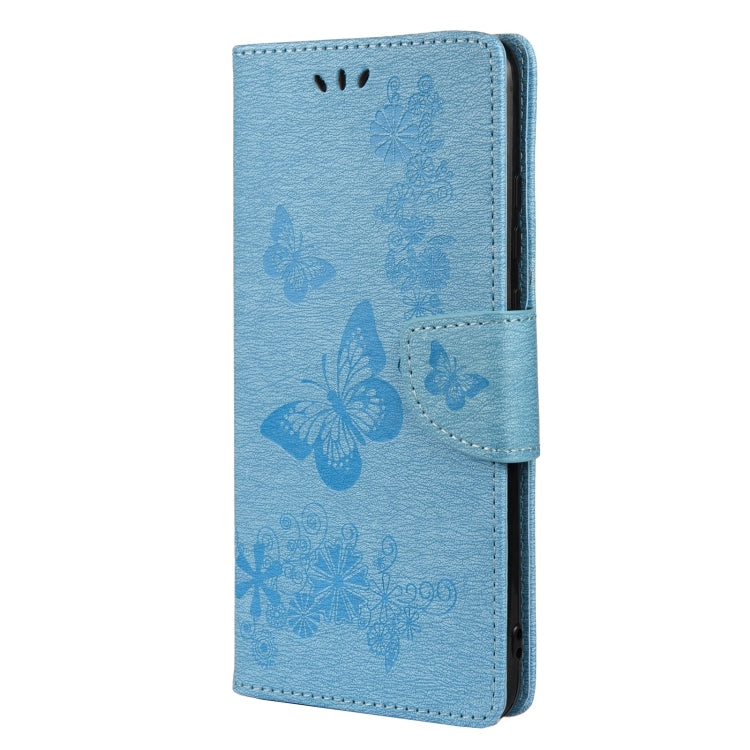 For Samsung Galaxy A33 5G Butterfly Embossed Horizontal Flip Leather Phone Case with Card Slot & Holder(Blue) - Galaxy Phone Cases by buy2fix | Online Shopping UK | buy2fix
