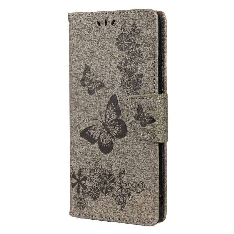 For Xiaomi Redmi Note 11 5G Butterfly Embossed Horizontal Flip Leather Phone Case with Card Slot & Holder(Grey) - Xiaomi Cases by buy2fix | Online Shopping UK | buy2fix