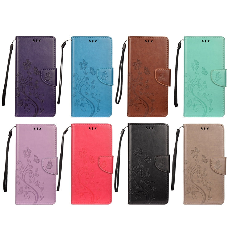 For Samsung Galaxy A33 5G Butterfly Flower Pattern Horizontal Flip Leather Phone Case with Card Slot & Holder(Grey) by buy2fix