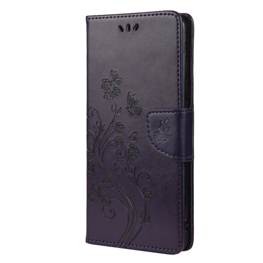 For Xiaomi Redmi Note 11 Pro Butterfly Flower Pattern Horizontal Flip Leather Phone Case with Card Slot & Holder(Dark Purple) by buy2fix