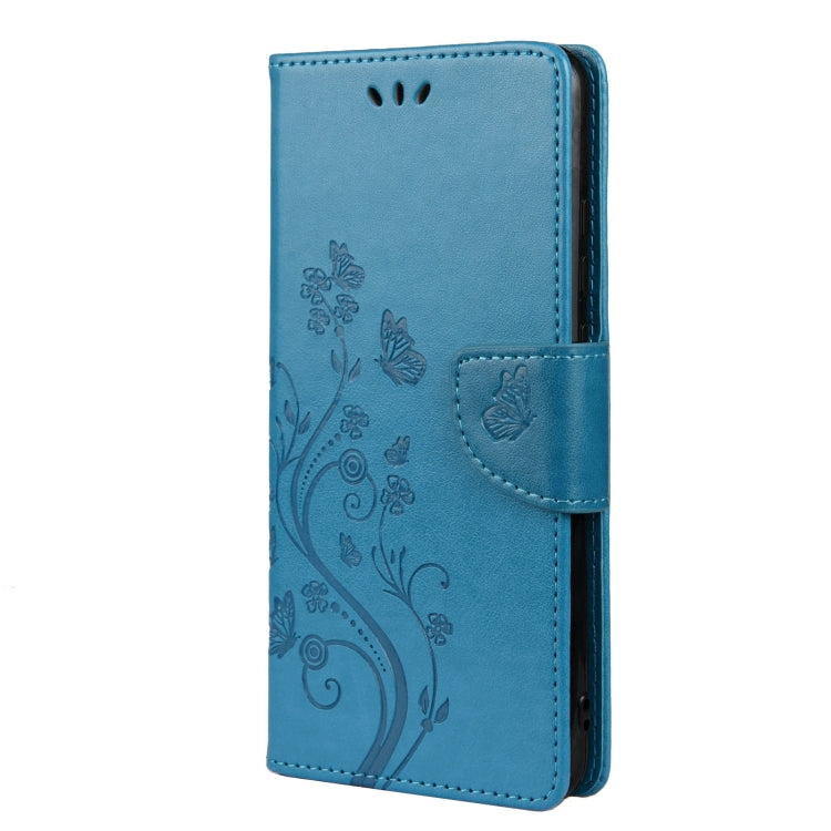For Xiaomi Redmi Note 11 Butterfly Flower Pattern Horizontal Flip Leather Phone Case with Card Slot & Holder(Blue) - Xiaomi Cases by buy2fix | Online Shopping UK | buy2fix