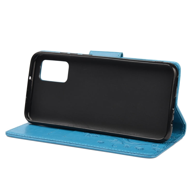 For Xiaomi Redmi Note 11 Butterfly Flower Pattern Horizontal Flip Leather Phone Case with Card Slot & Holder(Blue) - Xiaomi Cases by buy2fix | Online Shopping UK | buy2fix