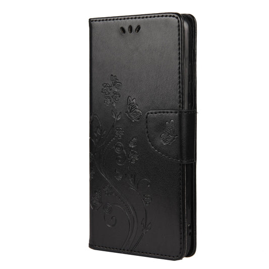For Xiaomi Redmi Note 11 Butterfly Flower Pattern Horizontal Flip Leather Phone Case with Card Slot & Holder(Black) by buy2fix