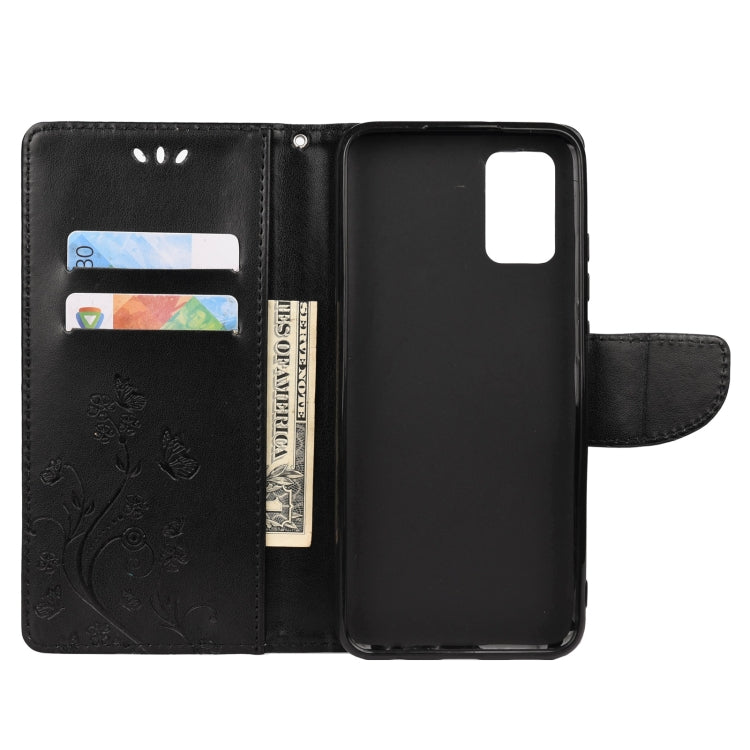For Xiaomi Redmi Note 11 Butterfly Flower Pattern Horizontal Flip Leather Phone Case with Card Slot & Holder(Black) - Xiaomi Cases by buy2fix | Online Shopping UK | buy2fix