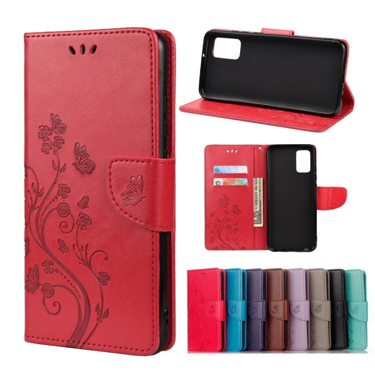 For Xiaomi Redmi Note 11 Butterfly Flower Pattern Horizontal Flip Leather Phone Case with Card Slot & Holder(Red) - Xiaomi Cases by buy2fix | Online Shopping UK | buy2fix