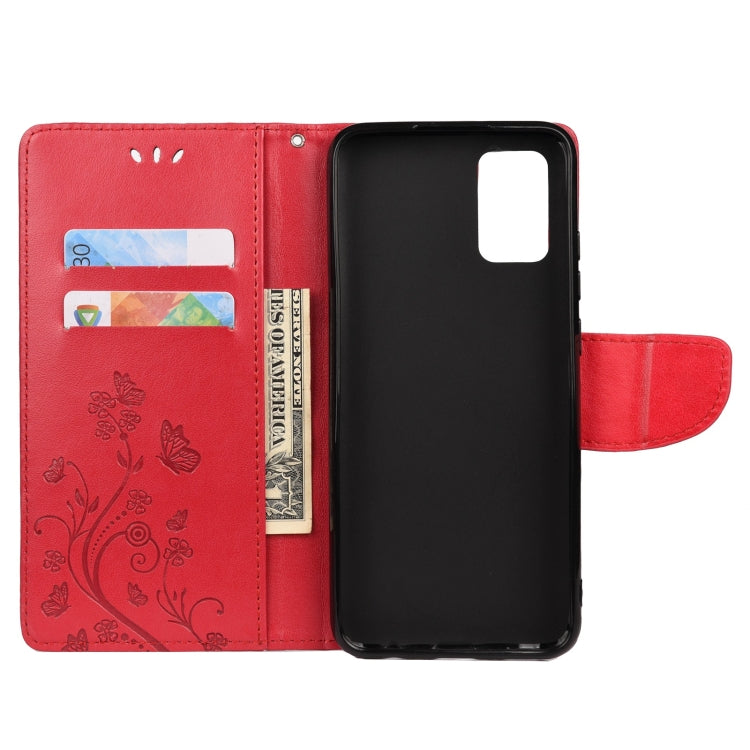 For Xiaomi Redmi Note 11 Butterfly Flower Pattern Horizontal Flip Leather Phone Case with Card Slot & Holder(Red) - Xiaomi Cases by buy2fix | Online Shopping UK | buy2fix