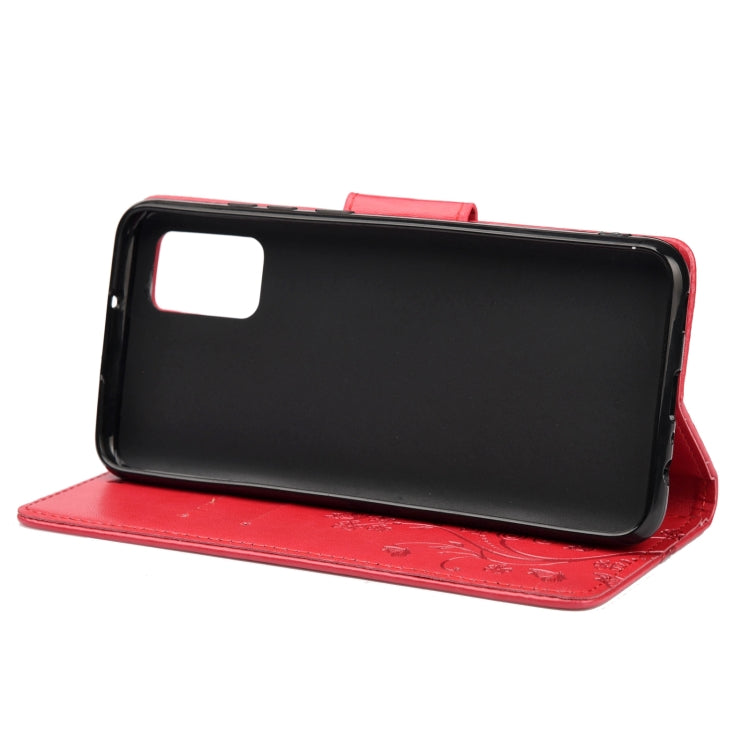 For Xiaomi Redmi Note 11 Butterfly Flower Pattern Horizontal Flip Leather Phone Case with Card Slot & Holder(Red) - Xiaomi Cases by buy2fix | Online Shopping UK | buy2fix