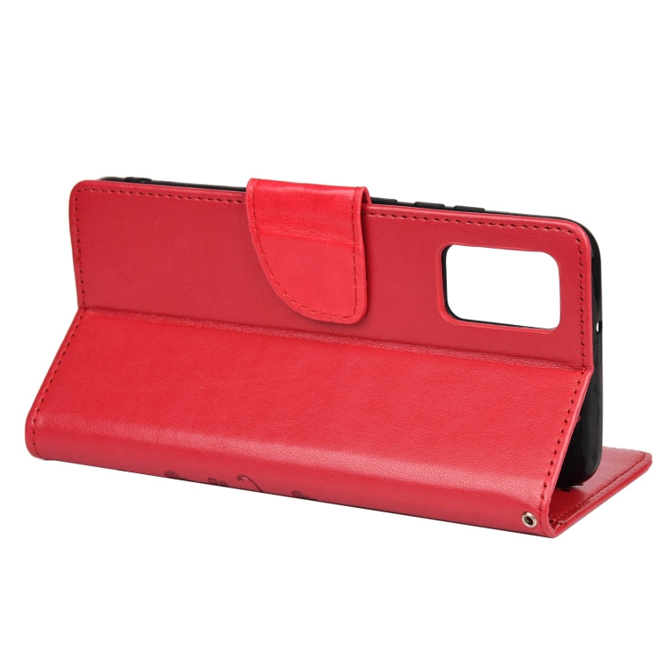 For Xiaomi Redmi Note 11 Butterfly Flower Pattern Horizontal Flip Leather Phone Case with Card Slot & Holder(Red) - Xiaomi Cases by buy2fix | Online Shopping UK | buy2fix