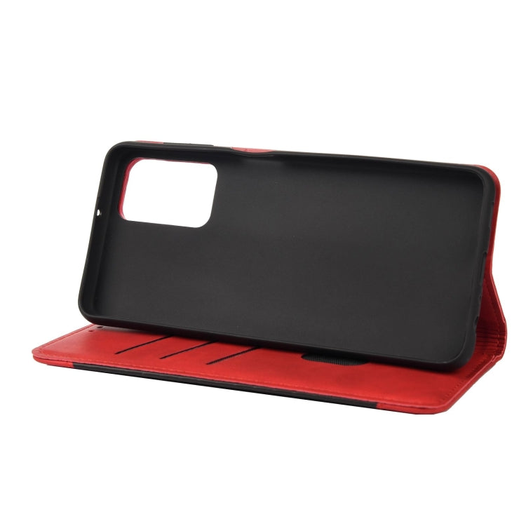 For Xiaomi Redmi Note 11 Skin Feel Splicing Leather Phone Case(Red) - Xiaomi Cases by buy2fix | Online Shopping UK | buy2fix