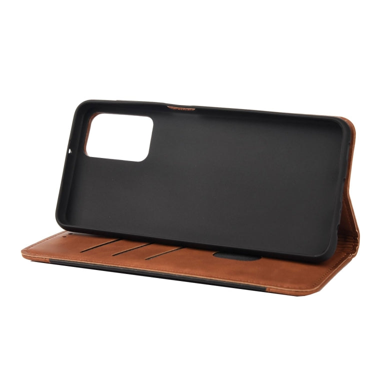 For Xiaomi Redmi Note 11 Skin Feel Splicing Leather Phone Case(Brown) - Xiaomi Cases by buy2fix | Online Shopping UK | buy2fix