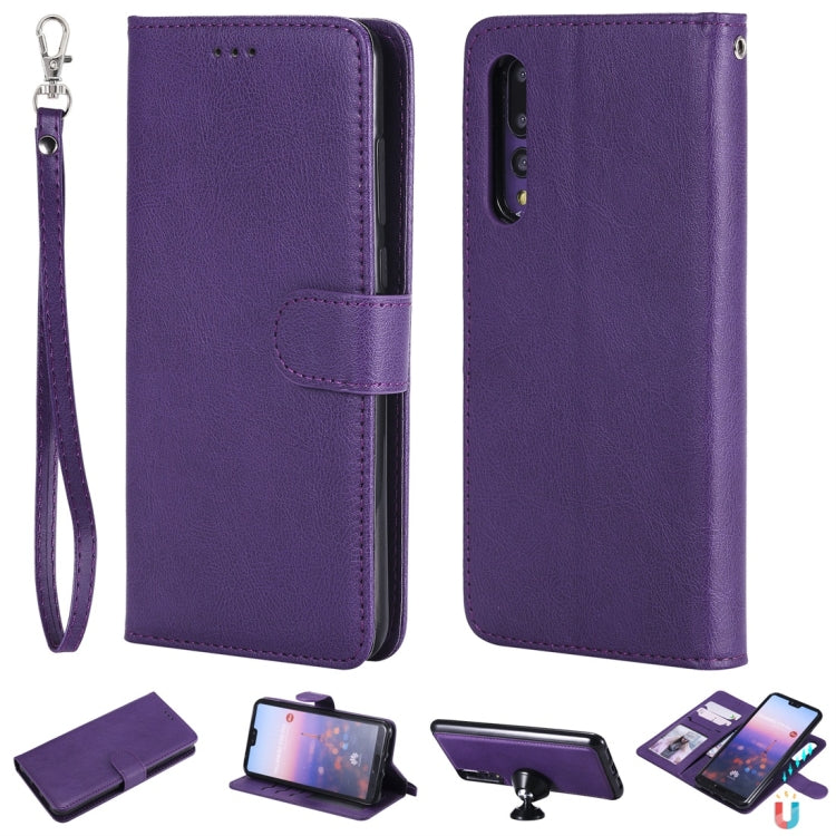 For Huawei P20 Pro Solid Color Horizontal Flip Protective Case with Holder & Card Slots & Wallet & Photo Frame & Lanyard(Purple) - Huawei Cases by buy2fix | Online Shopping UK | buy2fix