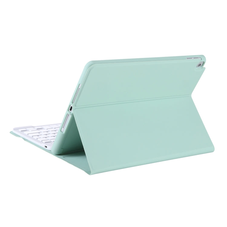 A07B-A Lambskin Texture Square Keycap Bluetooth Keyboard Leather Case with Touch Control For iPad 9.7 2018 & 2017 / Pro 9.7 inch / Air 2(Light Green) by buy2fix